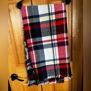 Plaid Red and Navy Blanket Scarf